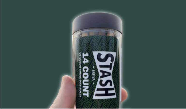 Cropped photo of the sativa Smash Stash 14g preroll pack jar