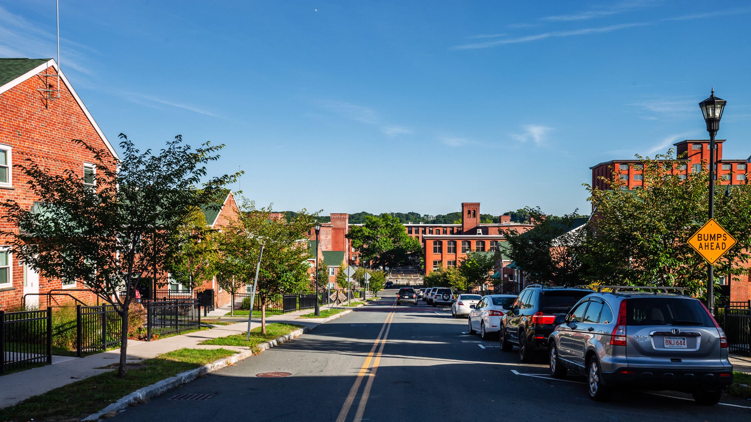 Street of small industrial town - Holyoke, Massachusetts, USA