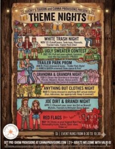 Bucky's Tavern & Canna Provisions Theme Nigths